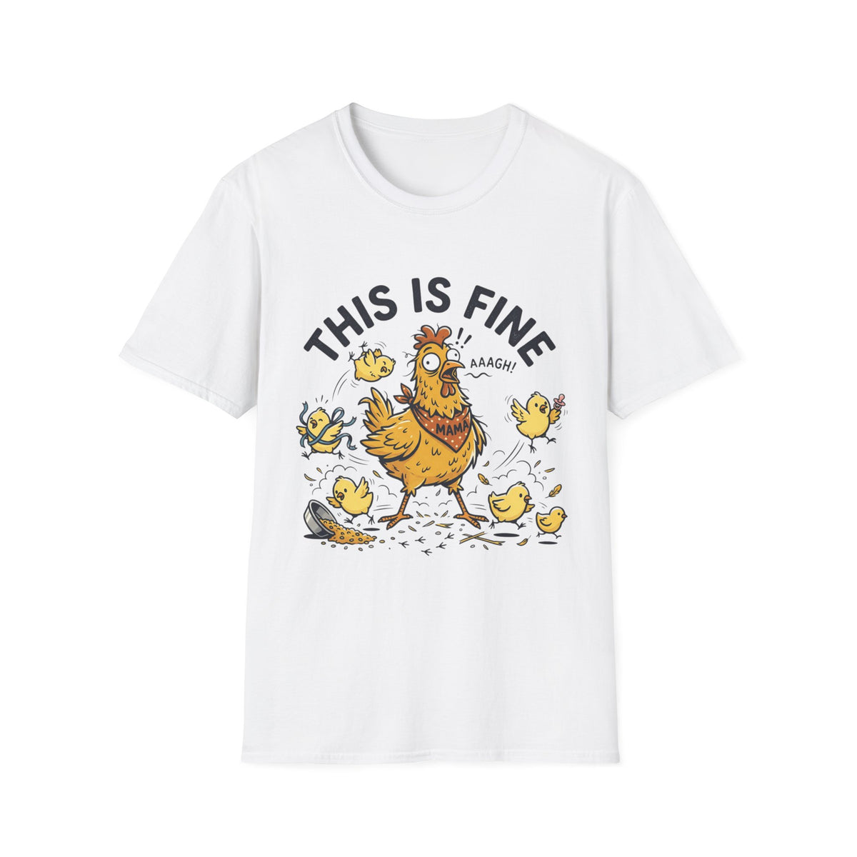 This Is Fine Chicken T-Shirt — Funny Stressed Hen Graphic Tee