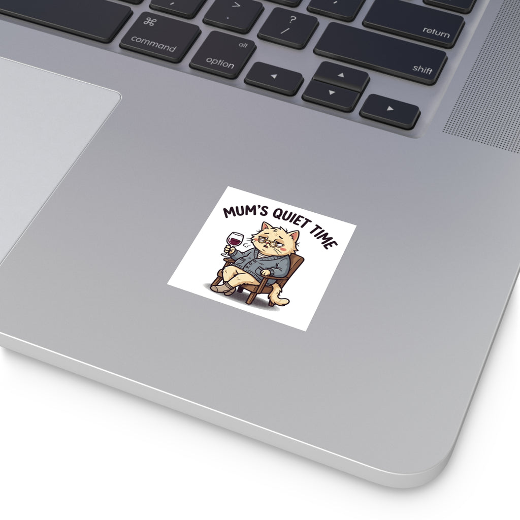 This Is Fine Chicken Square Sticker — Funny Mama Hen & Chicks Outdoor/Indoor Sticker