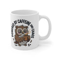 Powered by Coffee Owl Mug — Funny Coffee Lover Ceramic Mug, 11oz