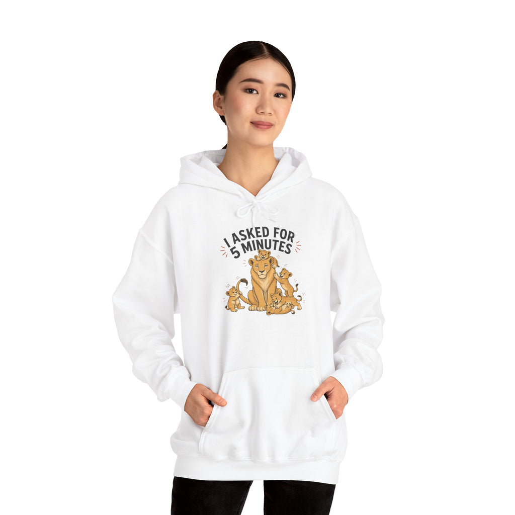 Hoodie — "I Asked for 5 Minutes" Funny Lioness Graphic Hoodie