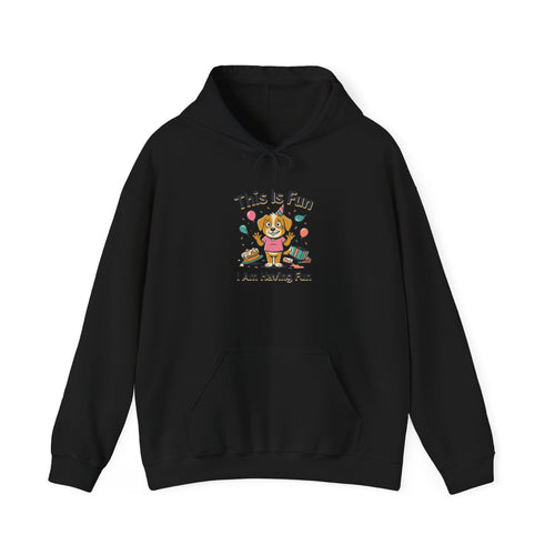 Fun Hoodie — Cute Party Dog ("I Am Having Fun")