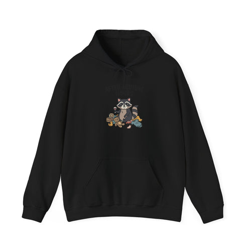 After Bedtime Hours Hoodie — Cute Raccoon Snack Night Graphic Hooded Sweatshirt
