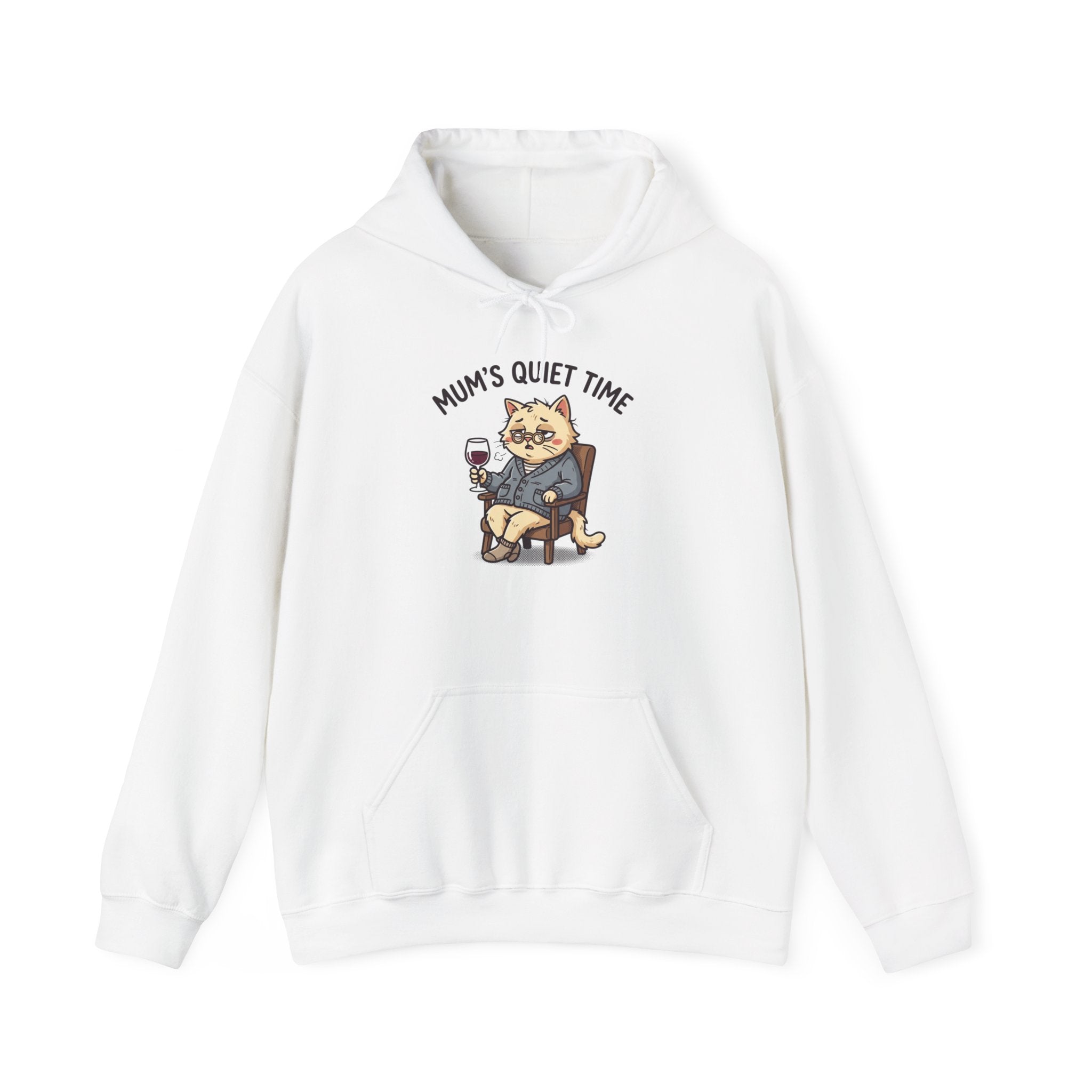 Hoodie — "Mum's Quiet Time" Cat with Wine Cozy Pullover
