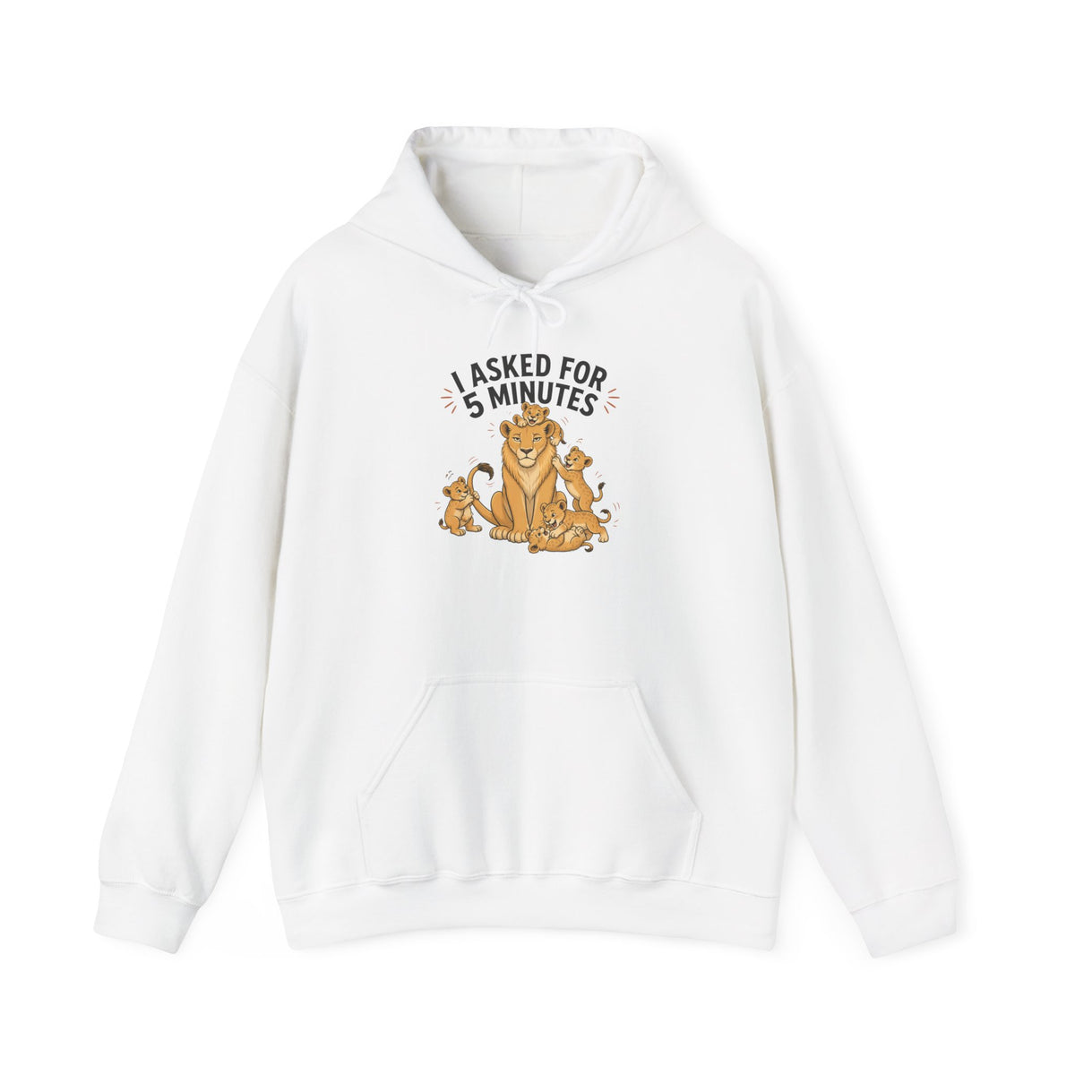 Hoodie — "I Asked for 5 Minutes" Funny Lioness Graphic Hoodie