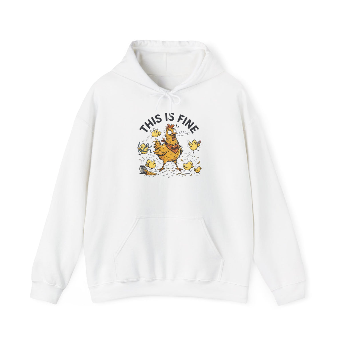 This Is Fine Hoodie — Funny Chicken in Chaos Graphic Pullover