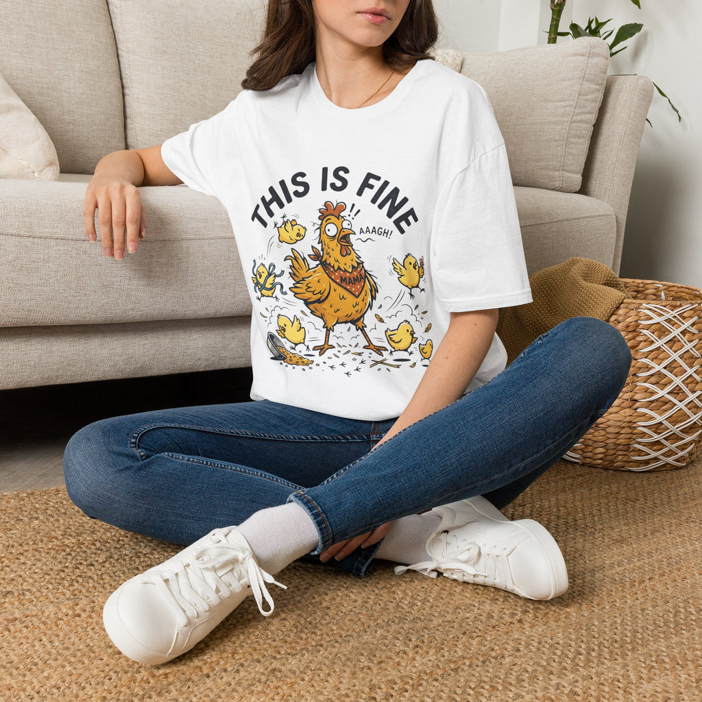This Is Fine Chicken T-Shirt — Funny Stressed Hen Graphic Tee