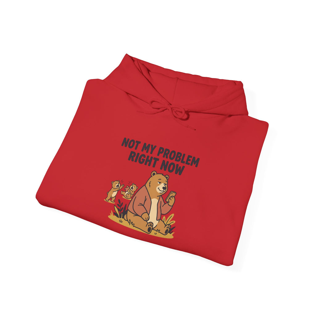 Hoodie — "Not My Problem Right Now" Bear Cartoon Graphic Hoodie