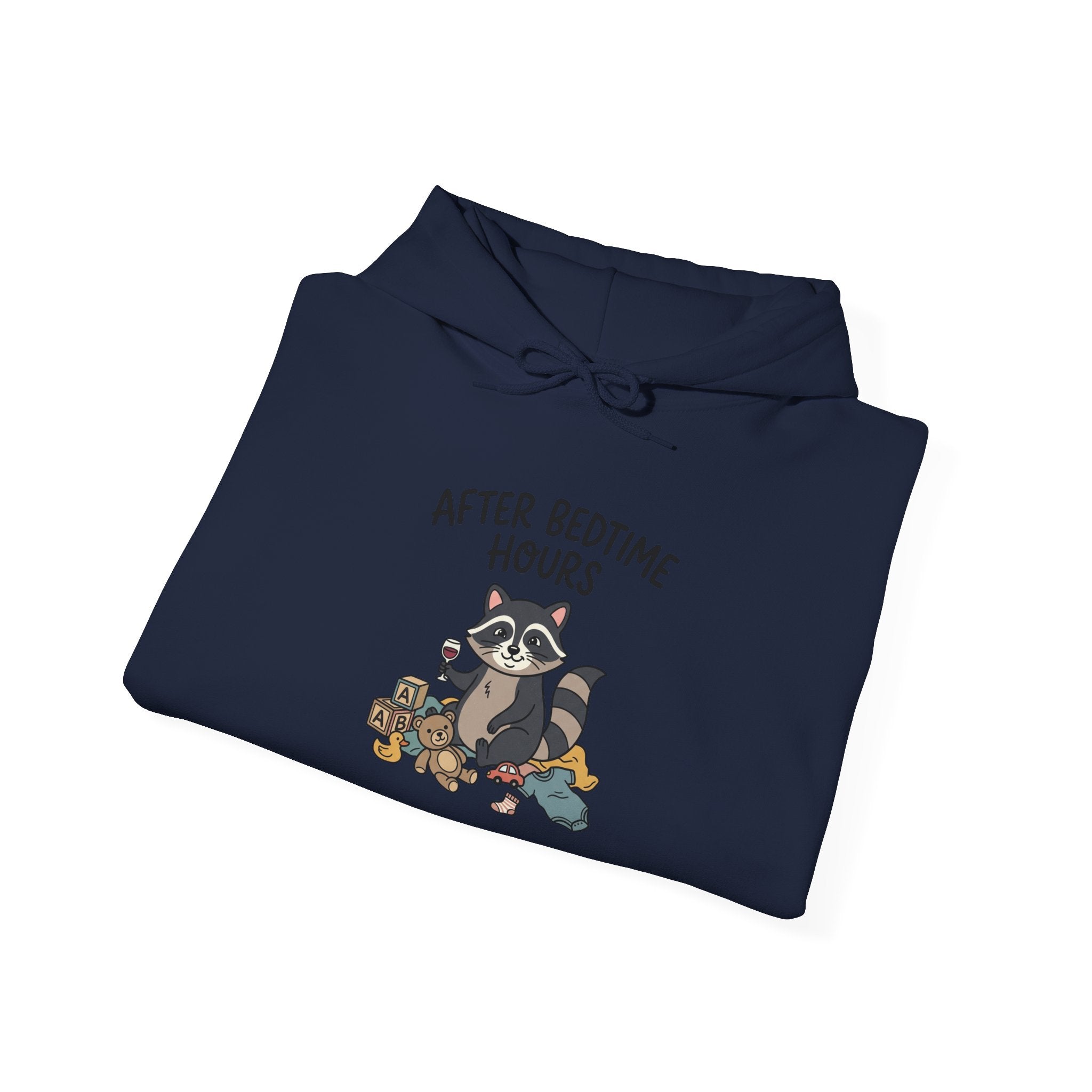 After Bedtime Hours Hoodie — Cute Raccoon Snack Night Graphic Hooded Sweatshirt
