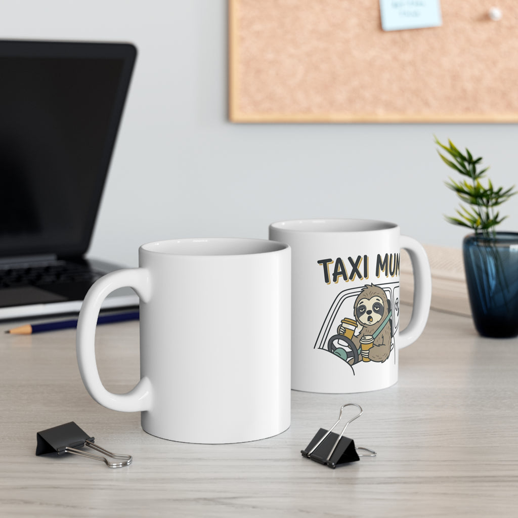 Taxi Mum Coffee Mug — Funny 'TAXI MUM' Ceramic Mug, 11 oz