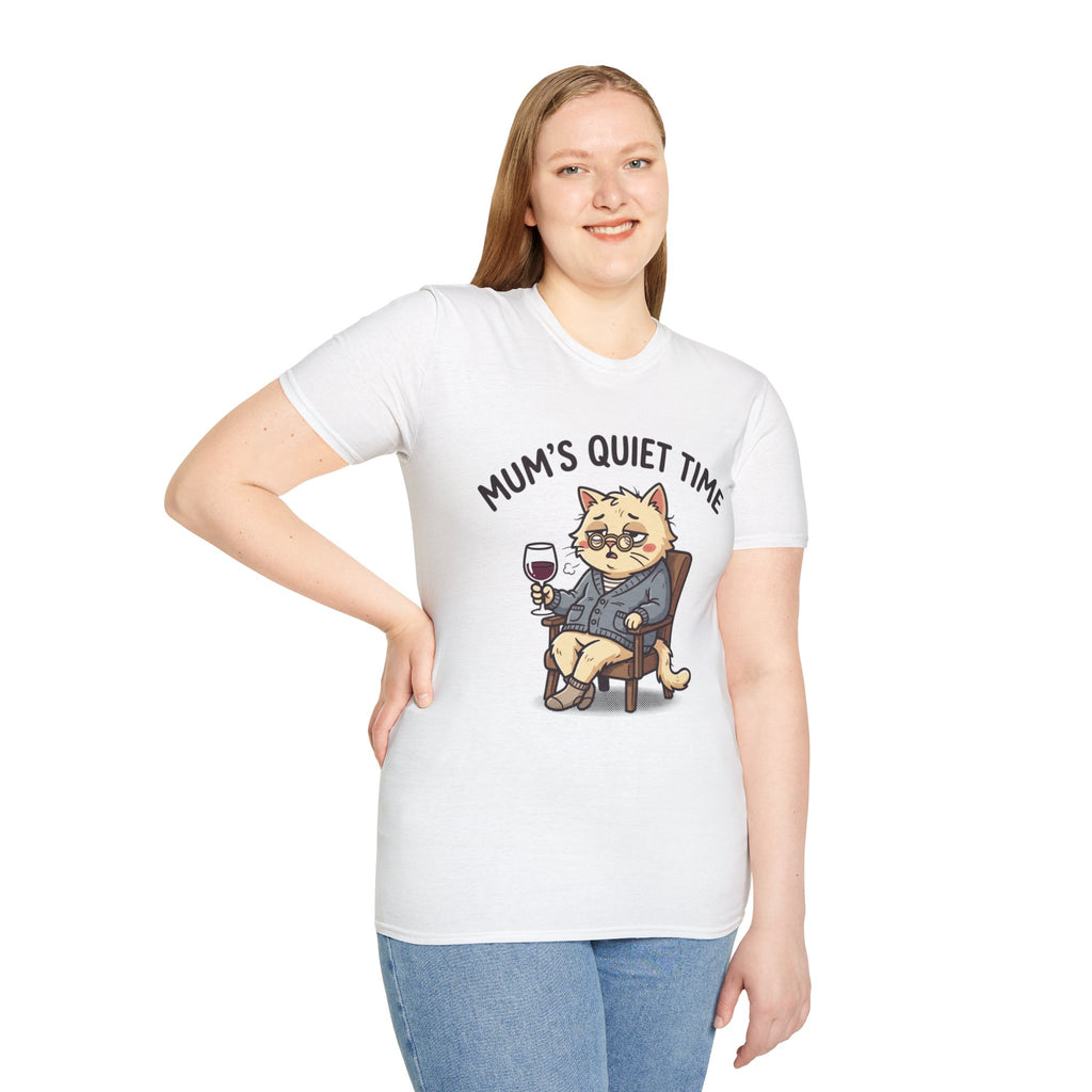 T‑Shirt — "Mum's Quiet Time" Cat Wine Graphic Tee