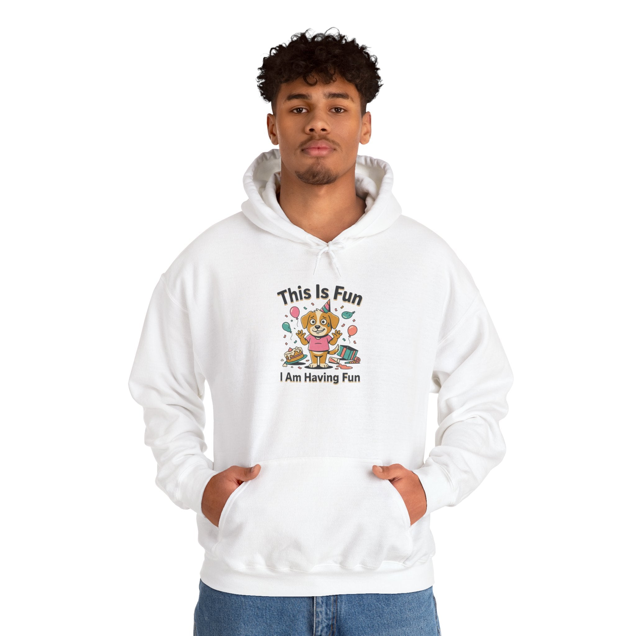 Fun Hoodie — Cute Party Dog ("I Am Having Fun")