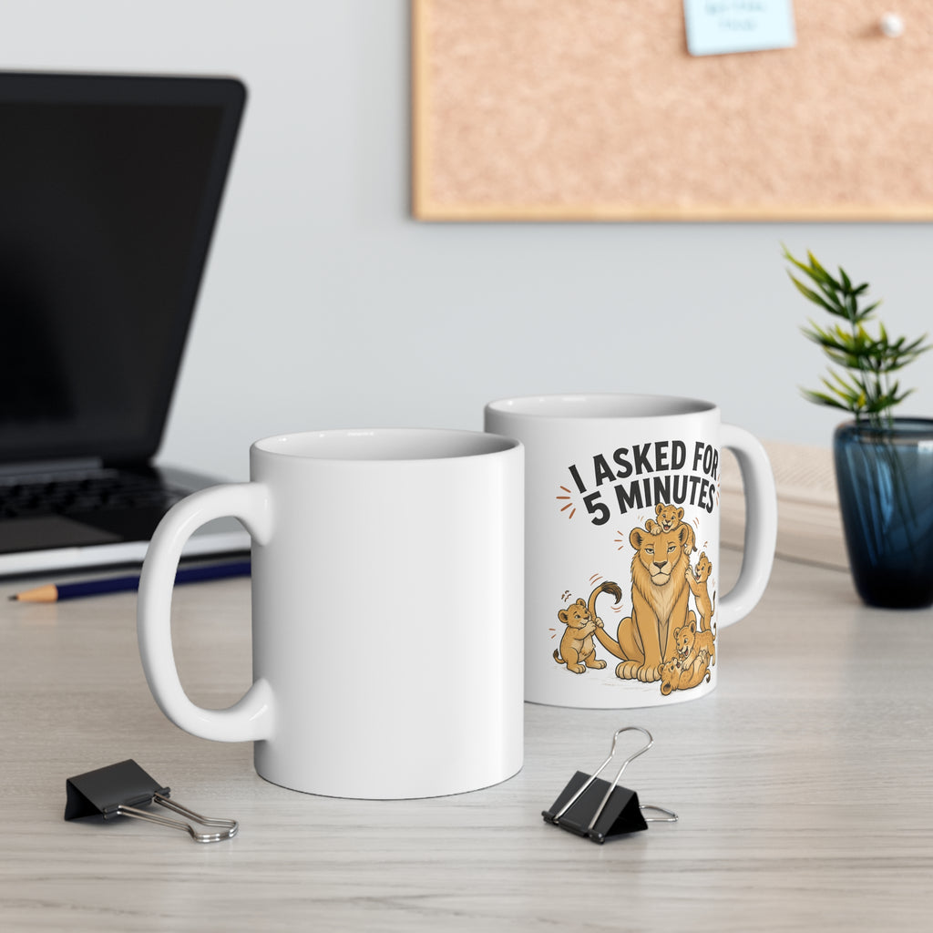 Mug — "I Asked for 5 Minutes" Lioness Coffee Mug