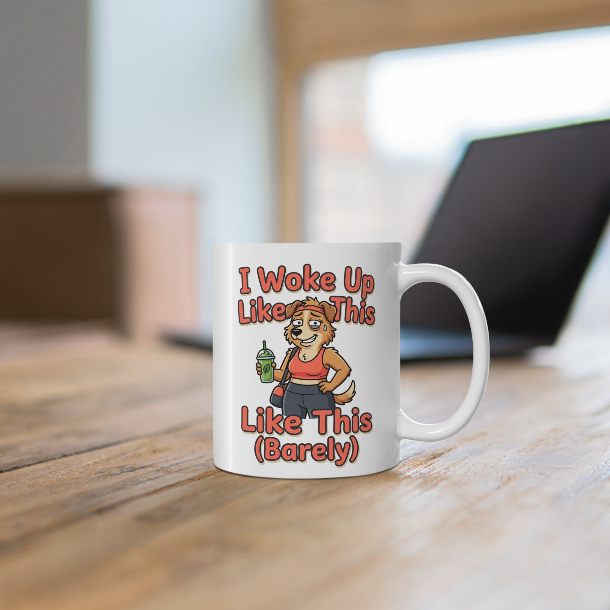 Ceramic Mug - "I Woke Up Like This, Like This (Barely)" Cute Funny Coffee Cup Gift
