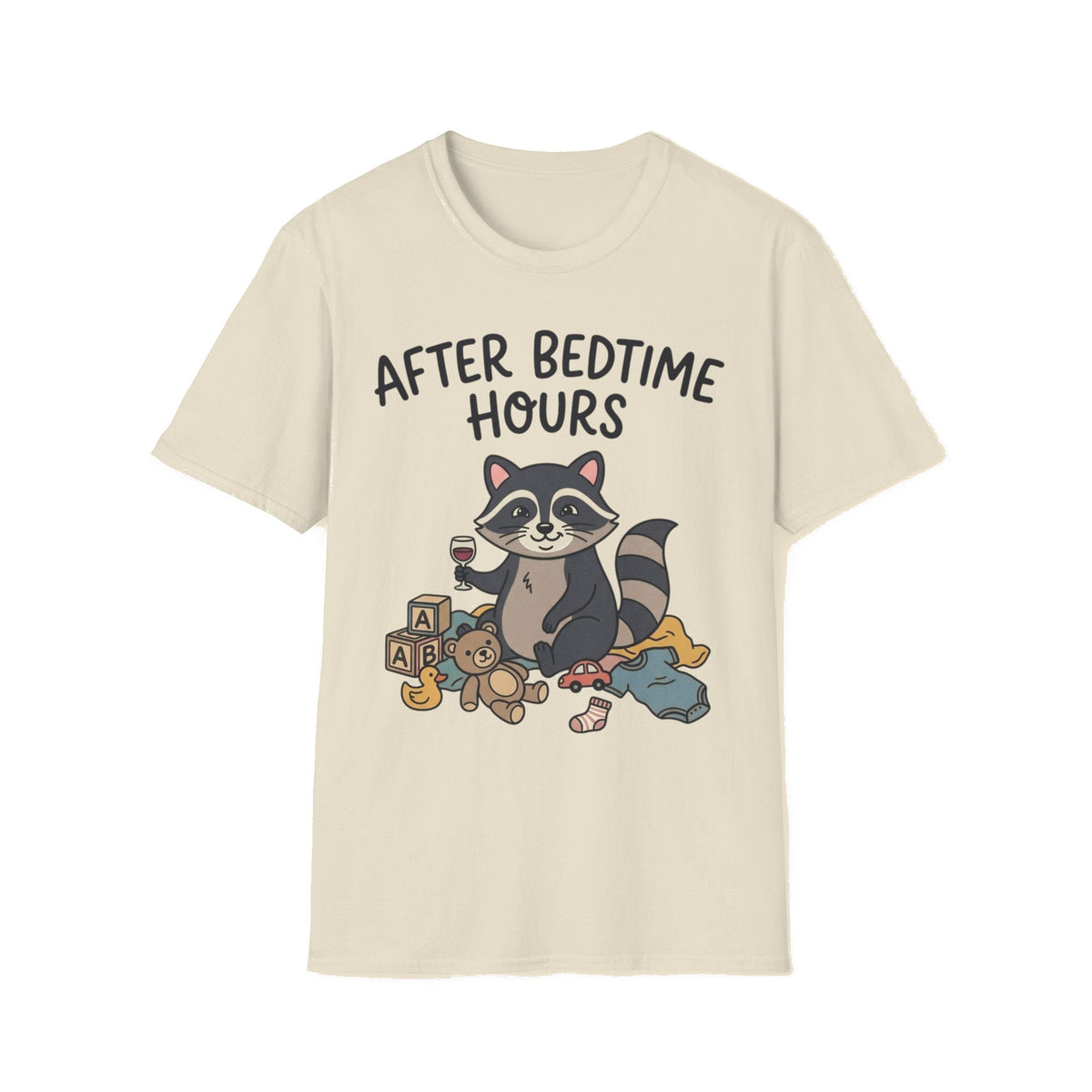After Bedtime Hours Raccoon Tee - Natural mockup