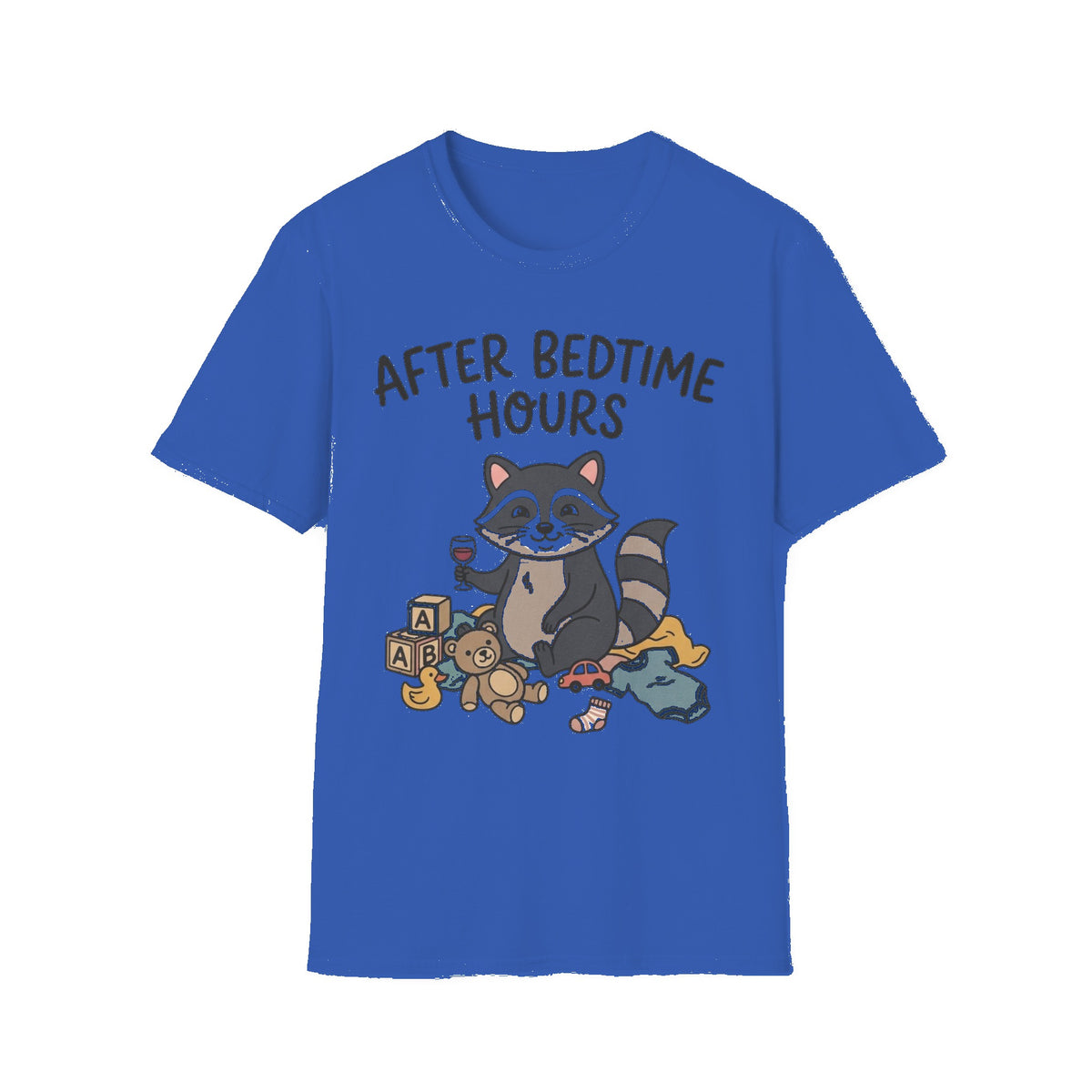 After Bedtime Hours Raccoon Tee - Royal mockup