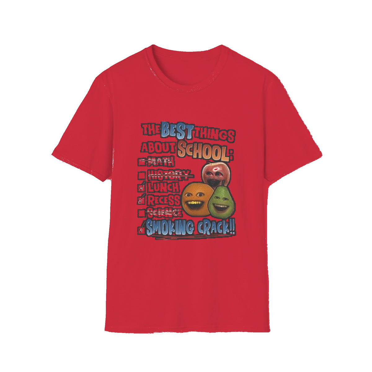 Best Things About School — Smoking Crack Meme T-Shirt - Red mockup