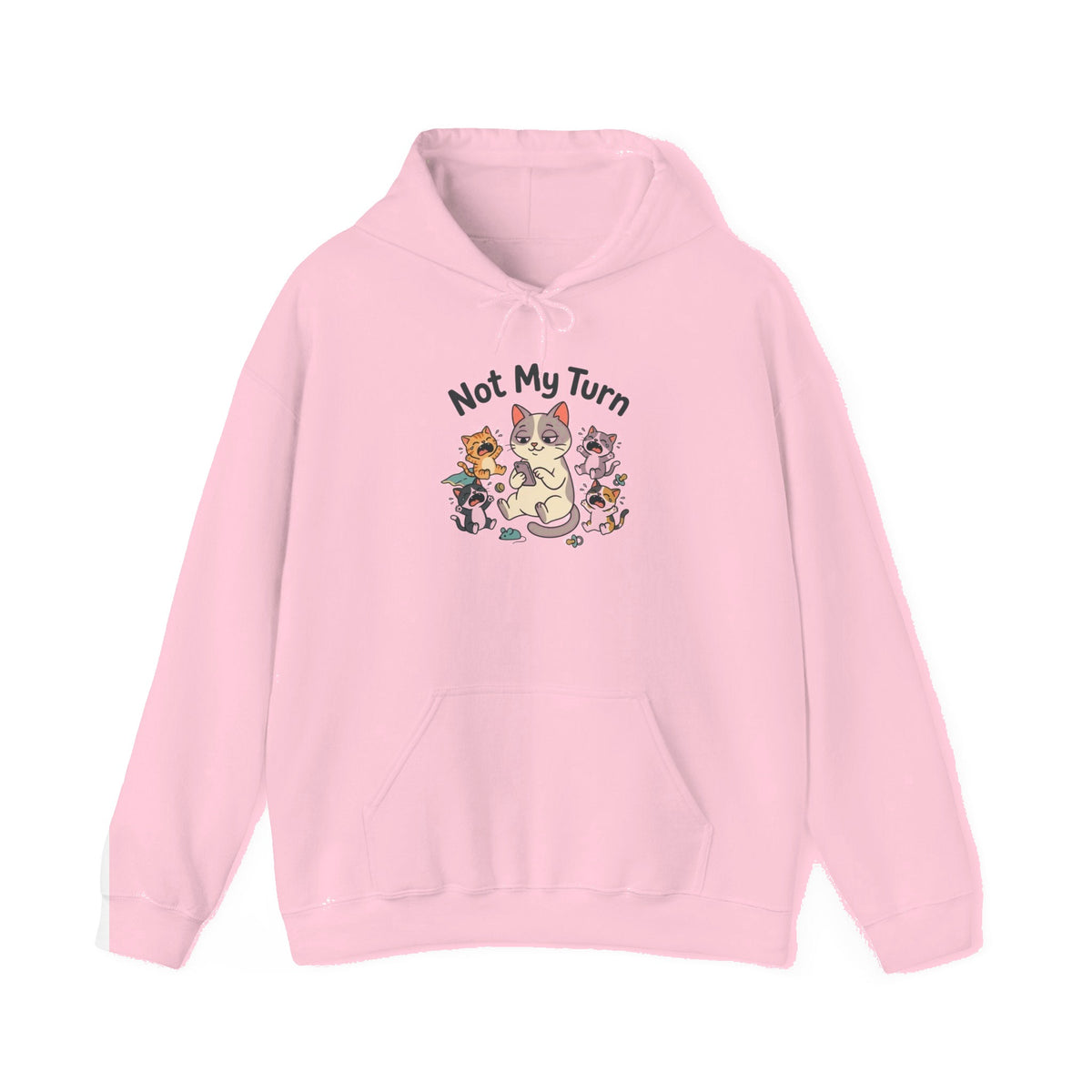 Hoodie — Cute Cats 'Not My Turn' - Light Pink mockup