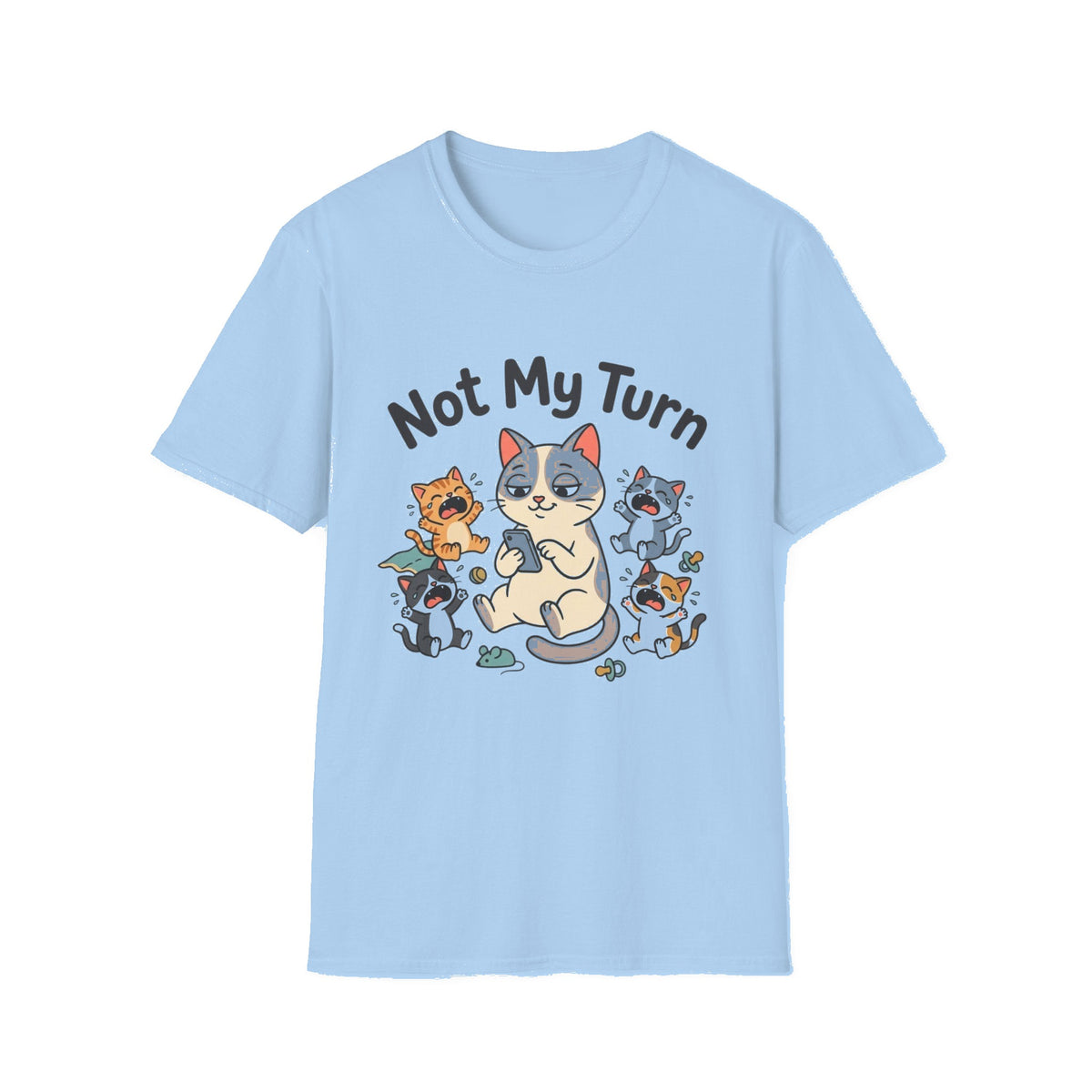 T-Shirt — Funny Cat Mom Graphic Tee - Light Blue mockup