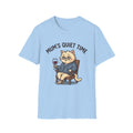 T‑Shirt — "Mum's Quiet Time" Cat Wine Graphic Tee - Light Blue mockup