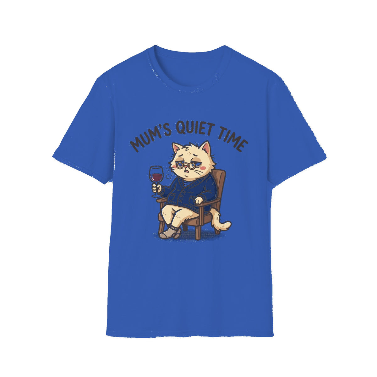 T‑Shirt — "Mum's Quiet Time" Cat Wine Graphic Tee - Royal mockup