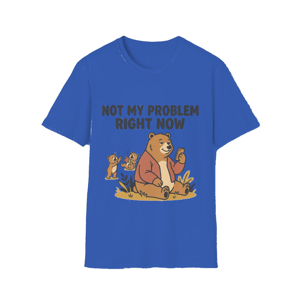 T‑Shirt — “Not My Problem Right Now” Relaxed Bear Graphic Tee - Royal mockup
