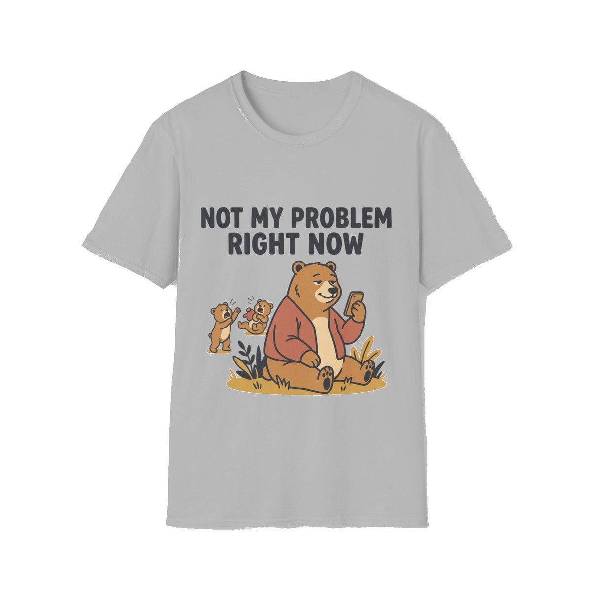 T‑Shirt — “Not My Problem Right Now” Relaxed Bear Graphic Tee - Sport Grey mockup