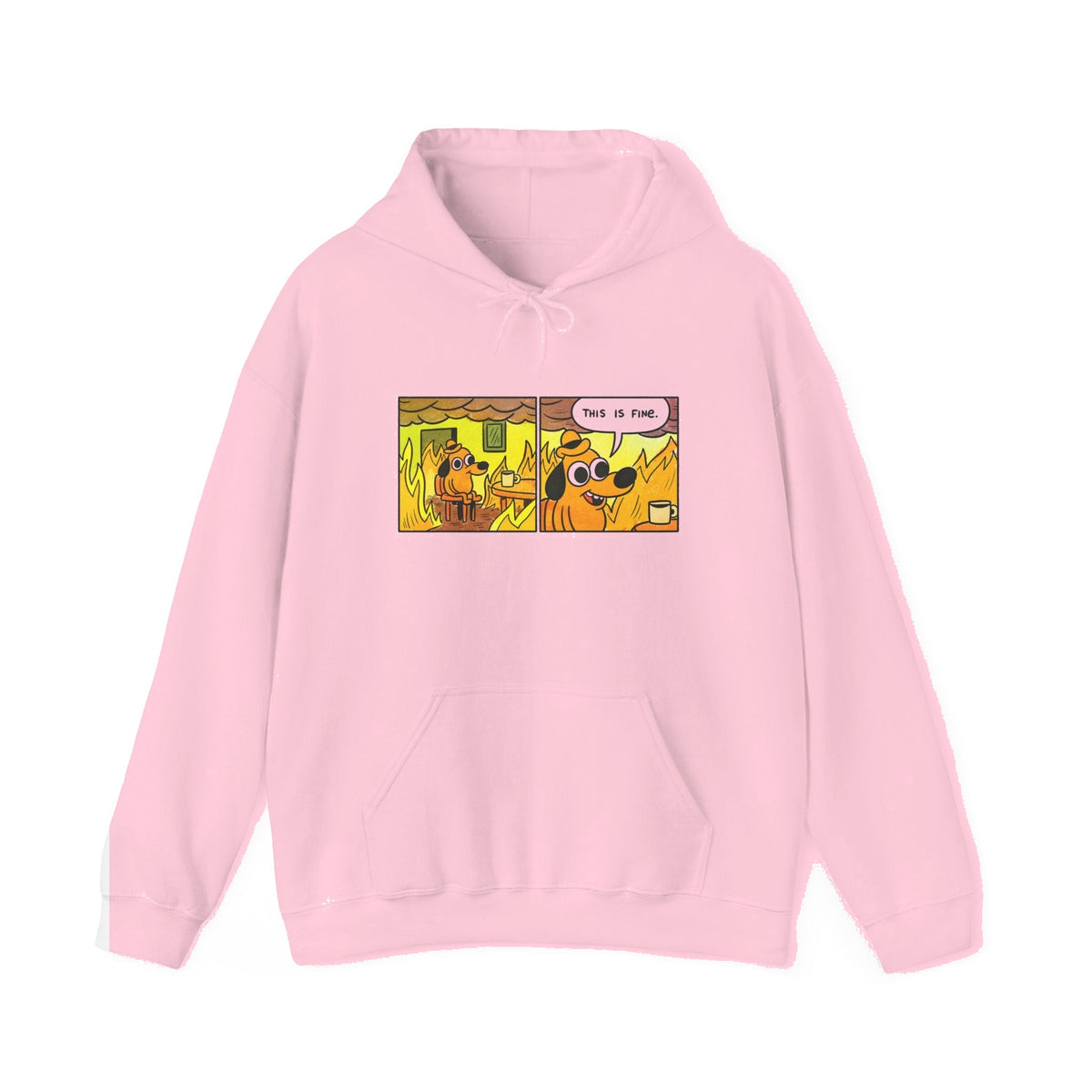 This Is Fine — Classic Fire Meme Hoodie - Light Pink mockup