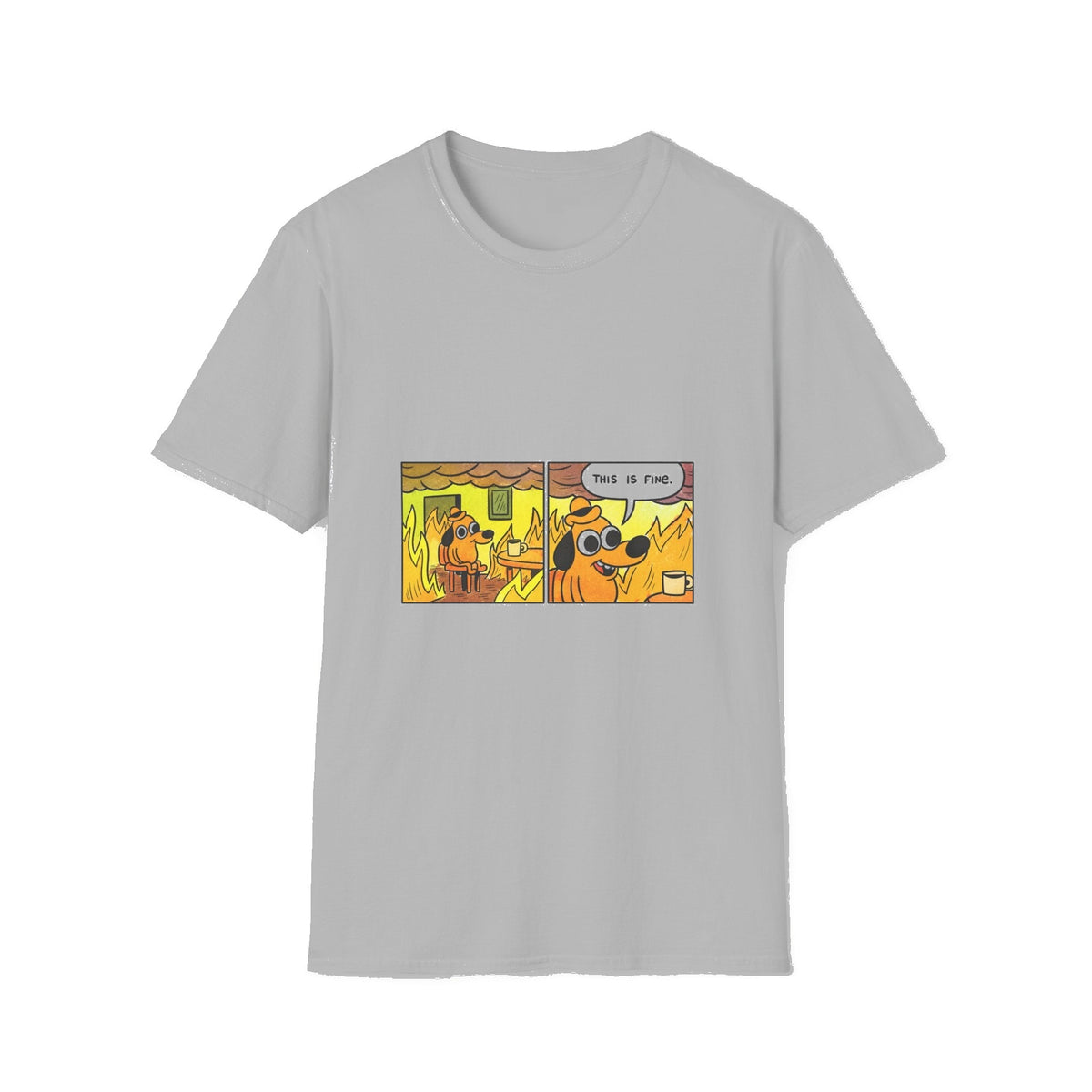 This Is Fine — Classic Fire Meme T-Shirt - Sport Grey mockup