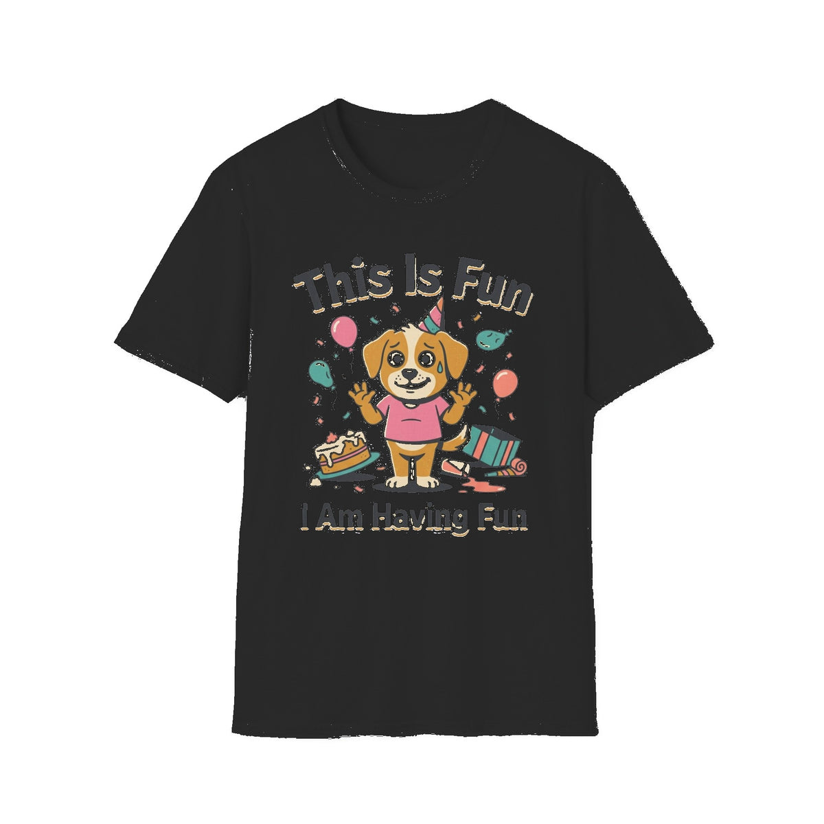 This Is Fun Dog T‑Shirt — Cute Party Puppy - Black mockup