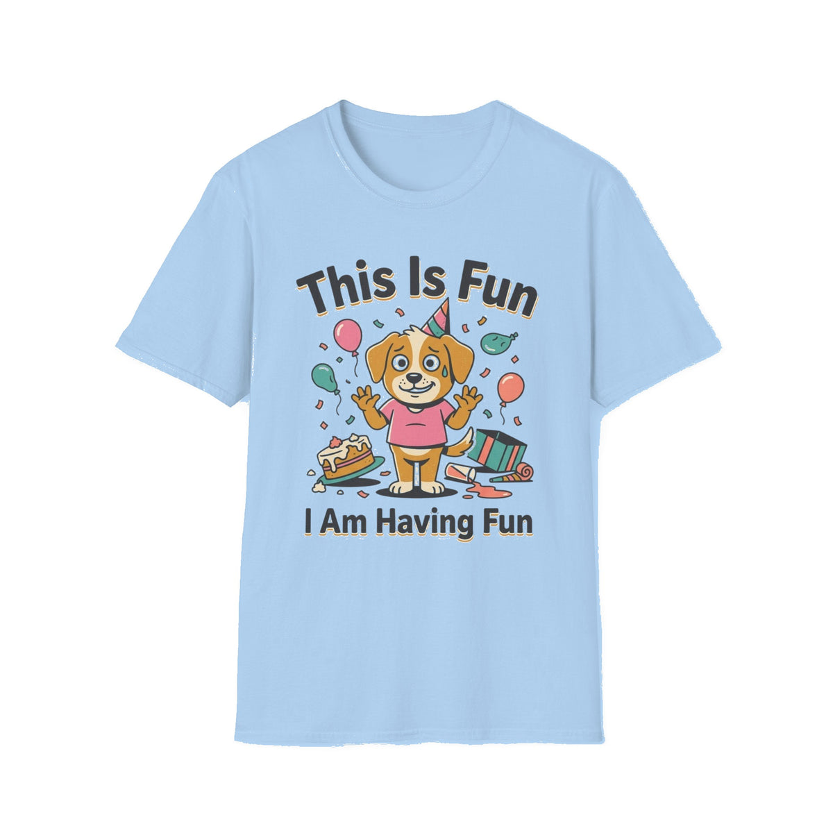 This Is Fun Dog T‑Shirt — Cute Party Puppy - Light Blue mockup
