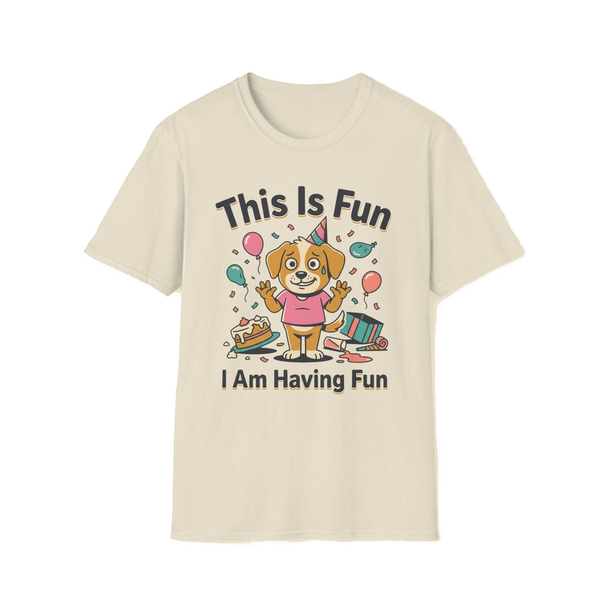 This Is Fun Dog T‑Shirt — Cute Party Puppy - Natural mockup