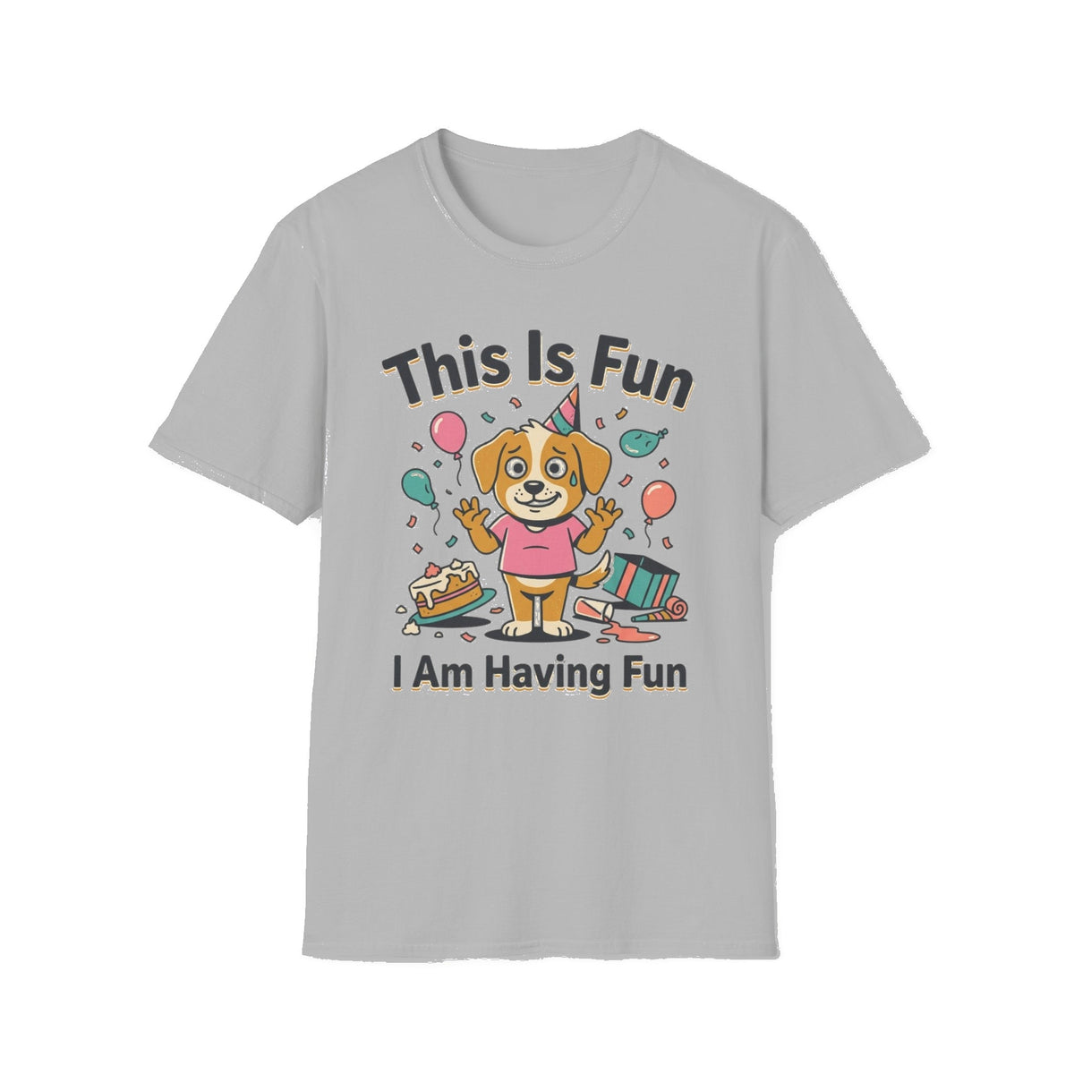 This Is Fun Dog T‑Shirt — Cute Party Puppy - Sport Grey mockup